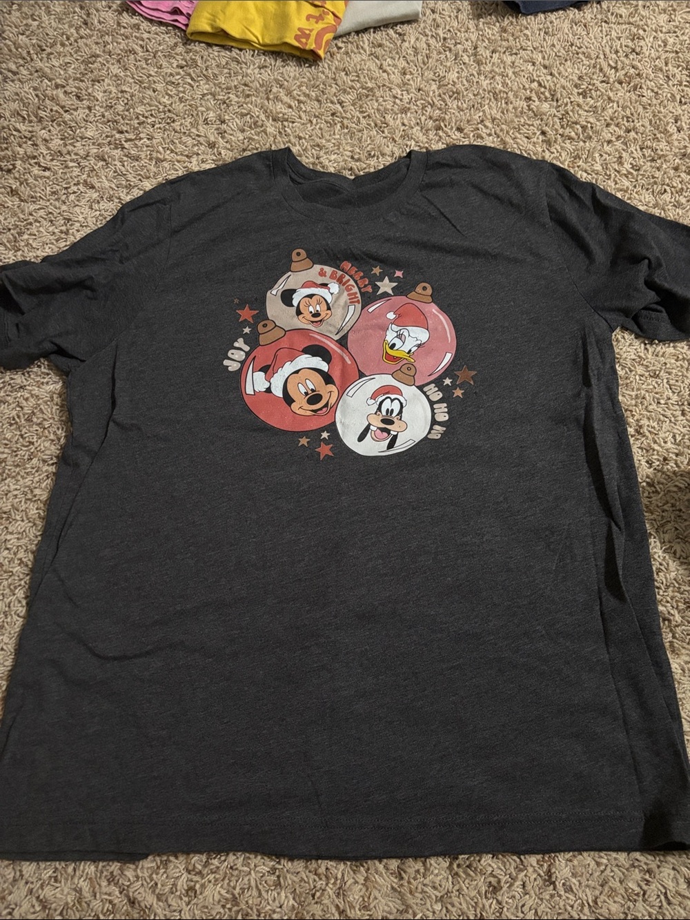 Disney Charcoal Women’s Tee with Mickey, Minnie, Donald & Goofy Ornaments